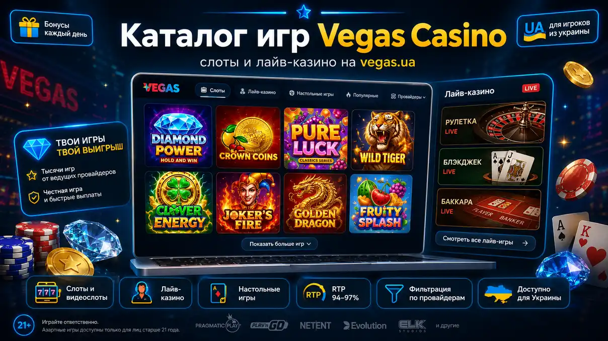 Каталог игр Vegas Casino — слоты и лайв-казино на vegas.ua